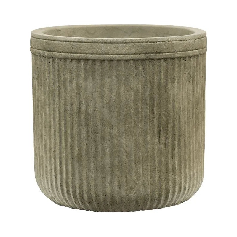 Baq Vertical Rib Plant Pot 24cm Height 19cm Dia Cylinder Green