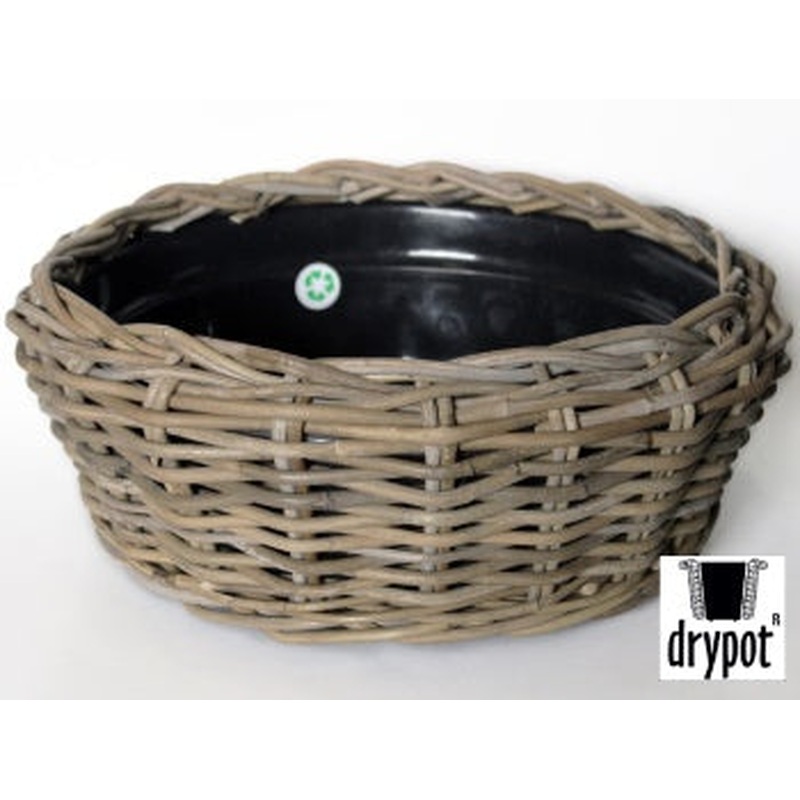 Drypot Bowl Rattan Grey Pot 46h 18cm