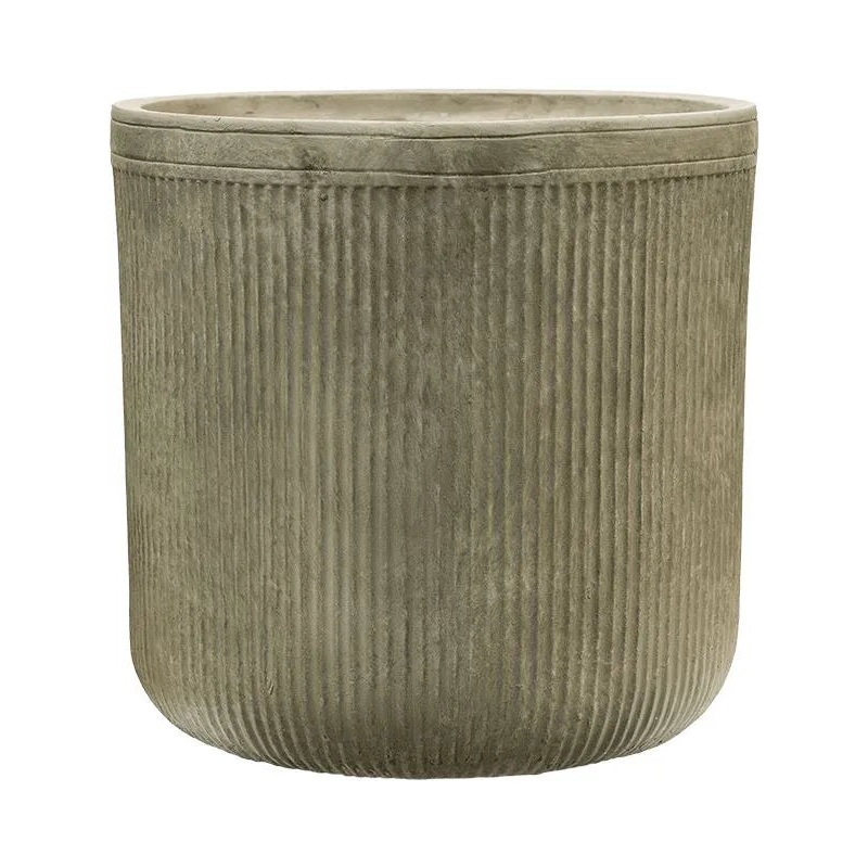 Baq Vertical Rib Plant Pot 40cm Height 36cm Dia Cylinder Green