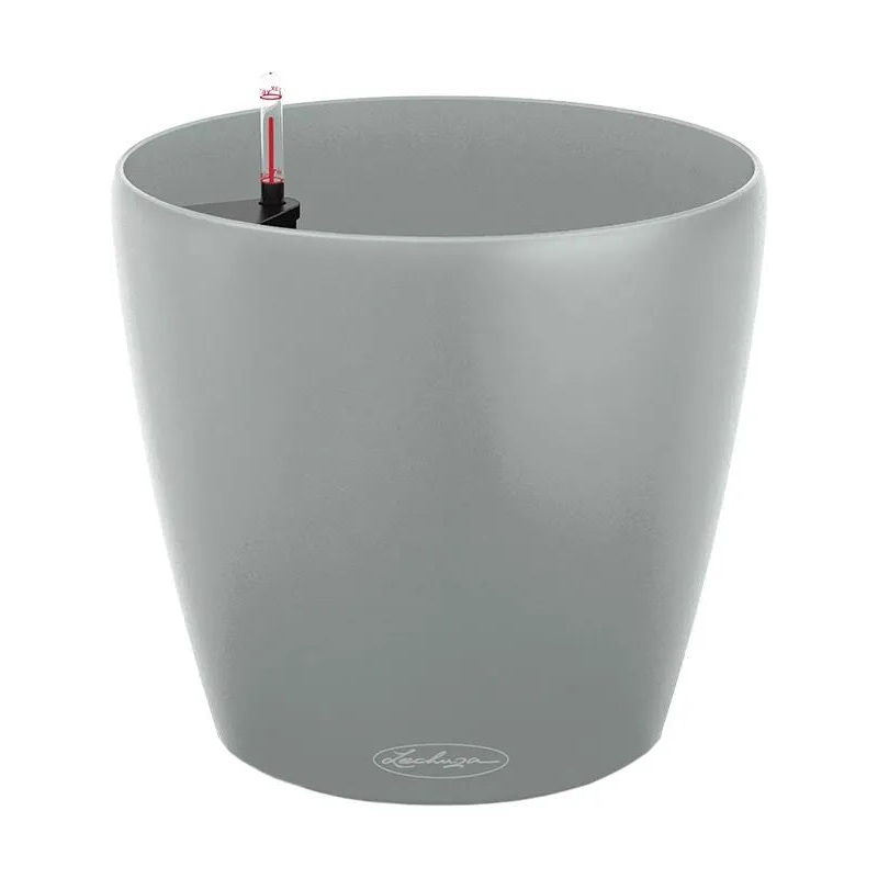 Lechuza Classico Color Eco 21 Plant Pot 20cm Height 18cm Dia All Inclusive Set Bright Grey