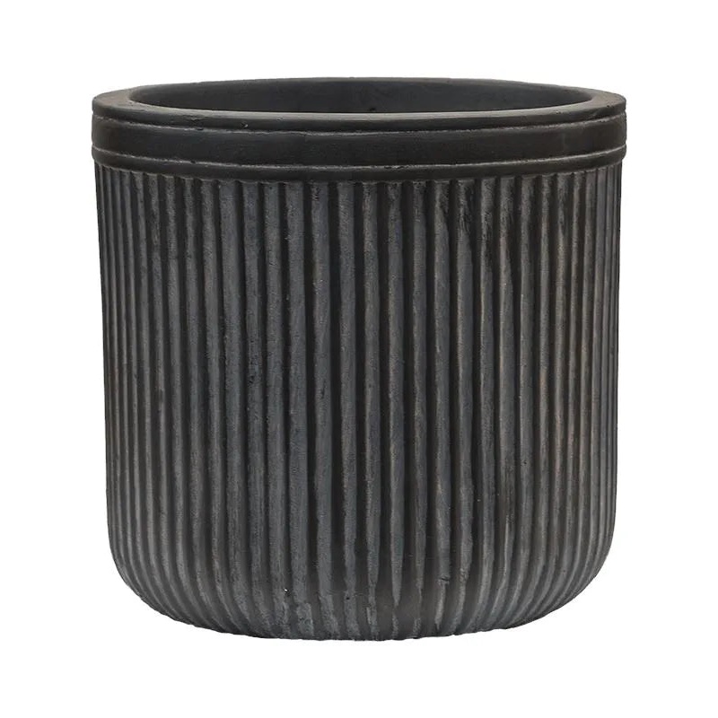 Baq Vertical Rib Plant Pot 24cm Height 19cm Dia Cylinder Anthracite