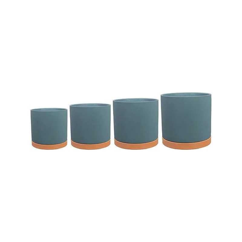 Birte Plant Pot 15cm Height cm Dia Pot With Saucer Blue (set of 4)