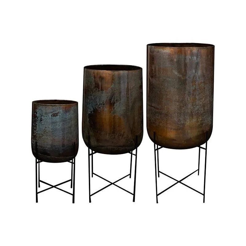 Jolien Plant Pot 129cm Height cm Dia Pot On Feet Mystic Blue (set of 3)