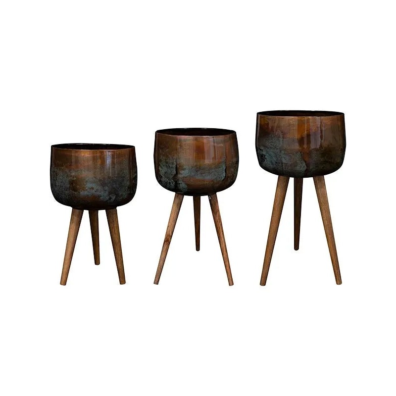 Jolien Plant Pot 88cm Height cm Dia Pot On Feet Mystic Blue (set of 3)