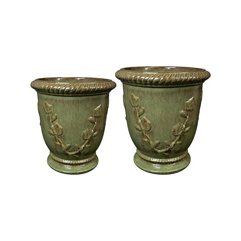 Novell Plant Pot 45cm Height cm Dia Vase Green (set of 2)