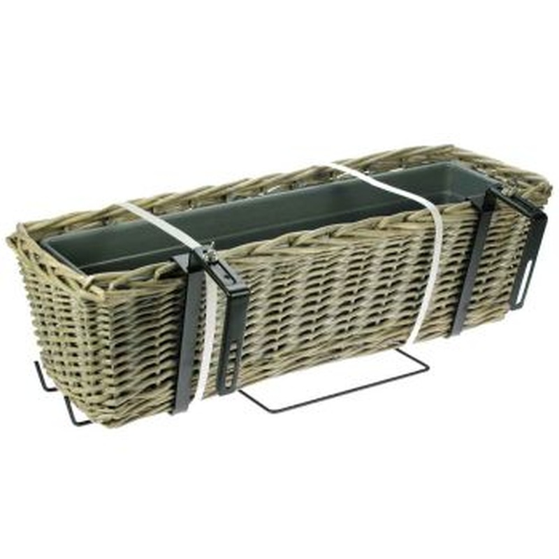 Rattan Trough Grey Balcony Planter   65X22H19cm