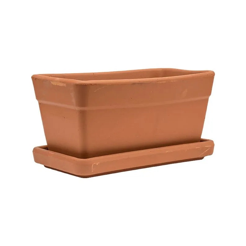 Terra Cotta Plant Pot 15cm Height 29cm Dia Set Balcony Box + Saucer