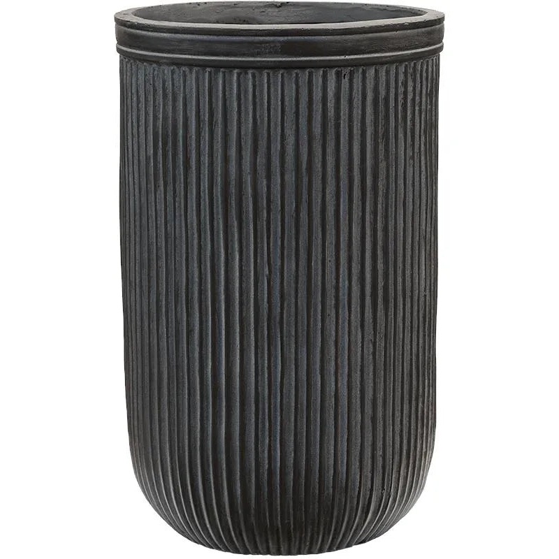 Baq Vertical Rib Plant Pot 47cm Height 26cm Dia Cylinder Anthracite