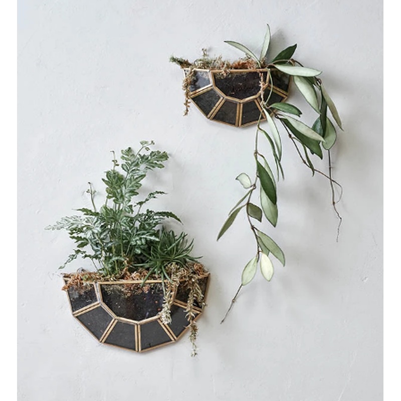 Api Wall Hung Planter  Antique Brass  Large 12 x 22 x 5cm