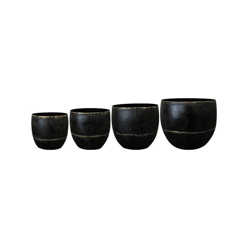 Belia Plant Pot 20cm Height cm Dia Pot Vintage Black (set of 4)