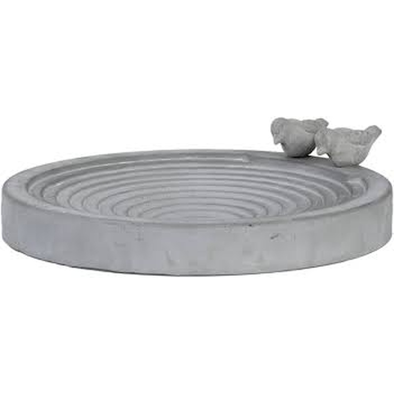 Bird bath ceramic round grey