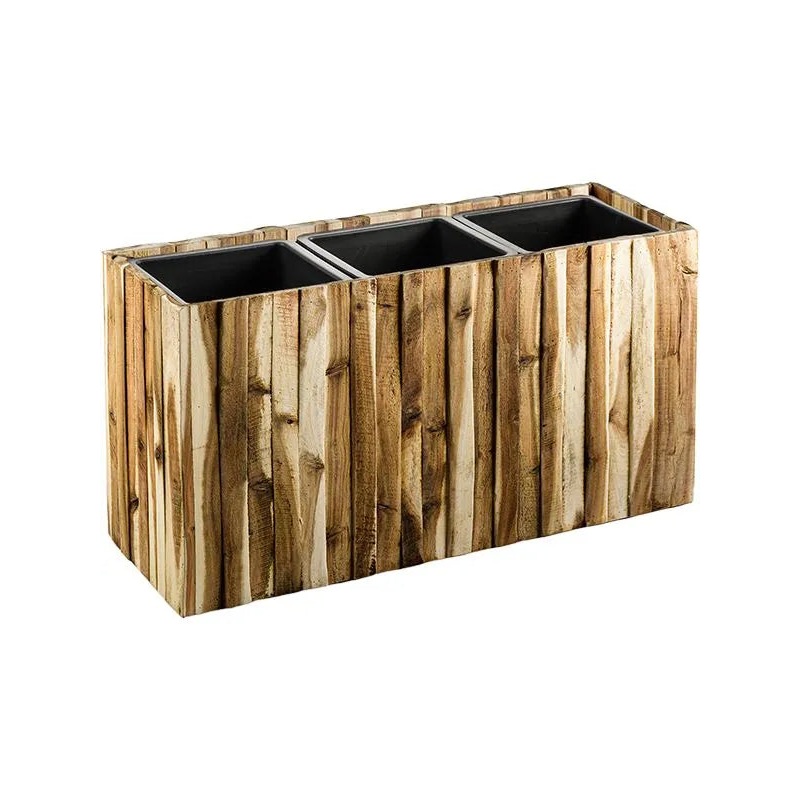 Marrone Verticale (with liner) Plant Pot 27cm Height 15cm Dia Small Box Naturel