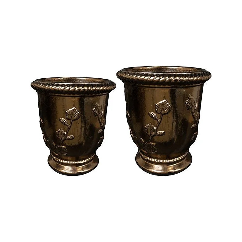 Novell Plant Pot 45cm Height cm Dia Vase Gold (set of 2)