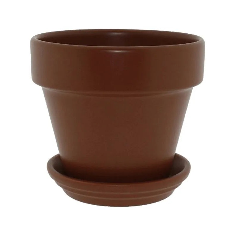 Urbann Plant Pot 22cm Height 24cm Dia Pot & Saucer Matt Terra