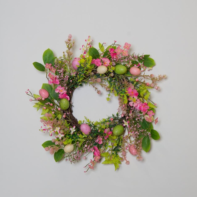 22' Mixed Fls & Egg Wreath