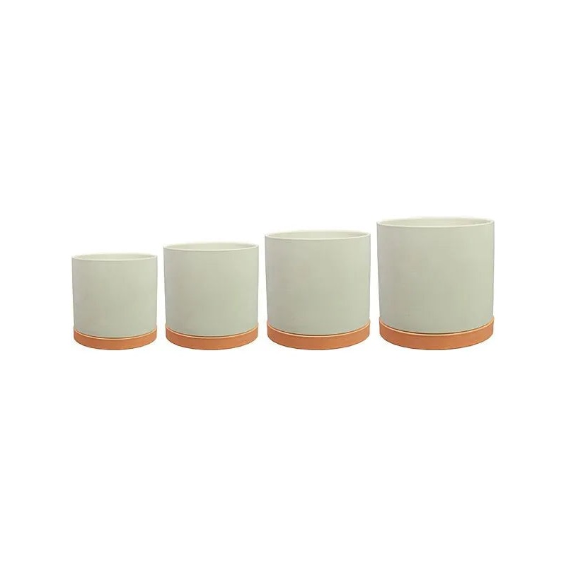 Birte Plant Pot 15cm Height cm Dia Pot With Saucer Cream (set of 4)