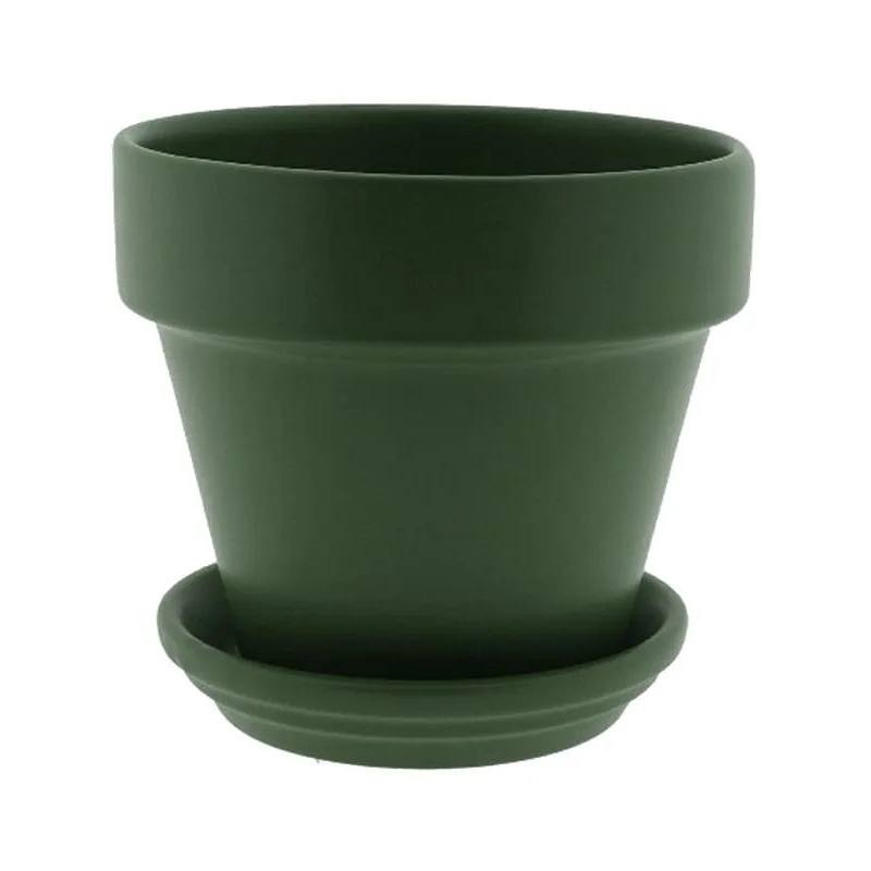 Urbann Plant Pot 17cm Height 18cm Dia Pot & Saucer Matt Olive