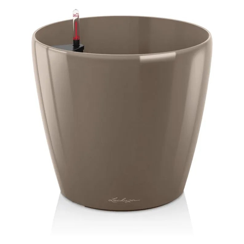 Lechuza Premium Classico 60 Plant Pot 56cm Height 57cm Dia All Inclusive Set Taupe High Gloss