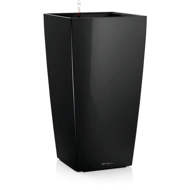 Lechuza Premium Cubico 50 Plant Pot 95cm Height 44cm Dia All Inclusive Set Black High Gloss