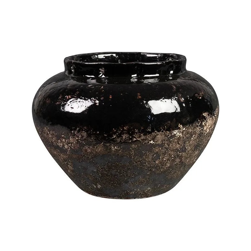 Lindy Plant Pot 20cm Height 14cm Dia Jar Black