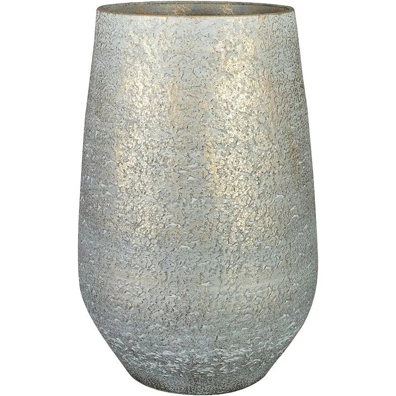 Noor Plant Pot 36cm Height 16cm Dia Pot Tall Metallic Grey