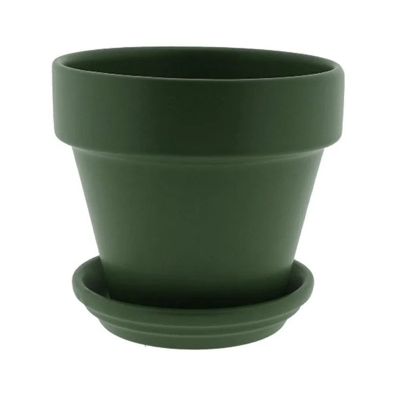 Urbann Plant Pot 22cm Height 19cm Dia Pot & Saucer Matt Olive