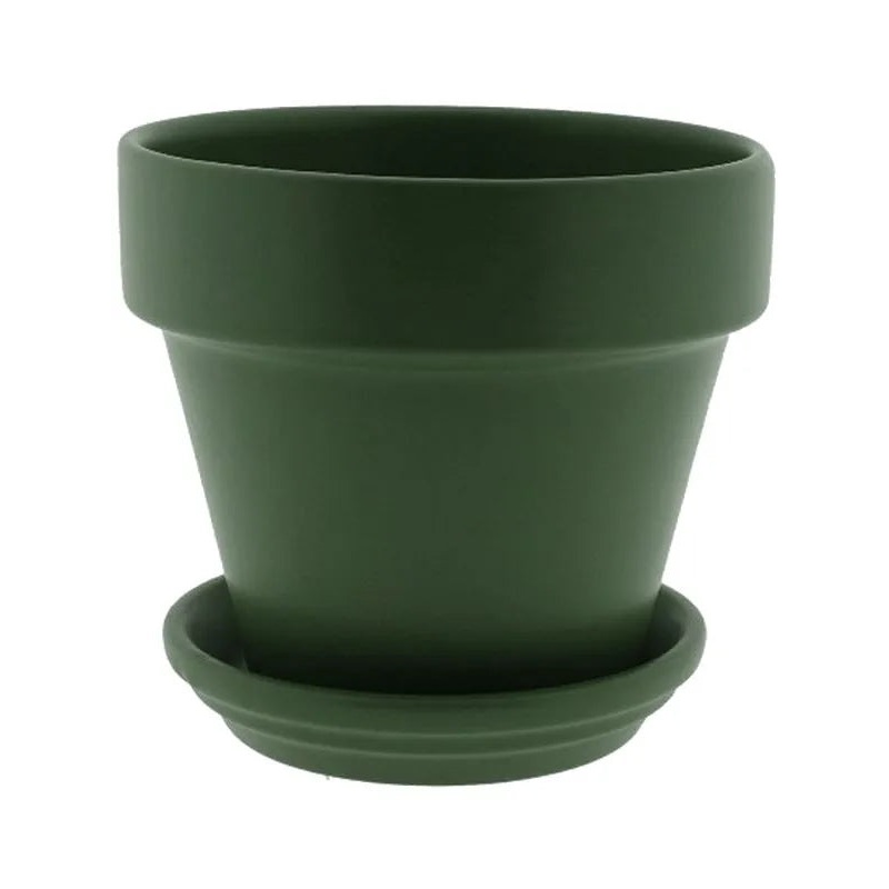 Urbann Plant Pot 26cm Height 29cm Dia Pot & Saucer Matt Olive