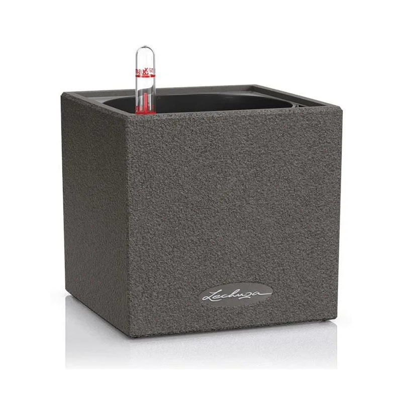 Lechuza Canto Stone 14 Plant Pot 14cm Height 12cm Dia All inclusive Set Graphite Black