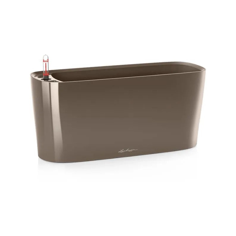 Lechuza Premium Delta 20 Plant Pot 18cm Height 12.5cm Dia All Inclusive Set Taupe High Gloss