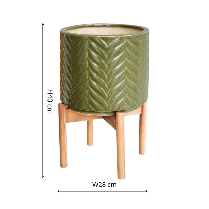 Aspen Chevron Olive Planter H40cm 28cm