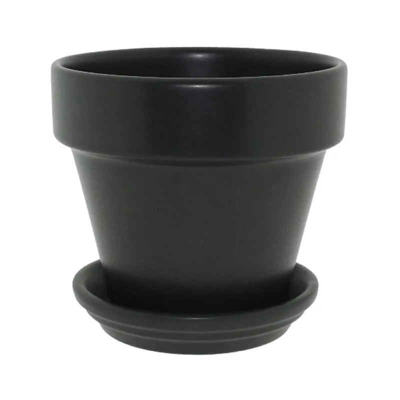 Urbann Plant Pot 22cm Height 24cm Dia Pot & Saucer Matt Anthracite