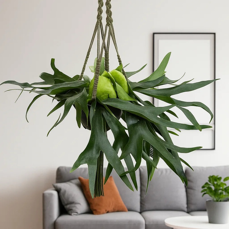 50 - 60cm Staghorn Fern Platycericjm Bifurcatum Hanging 21cm Pot House Plant