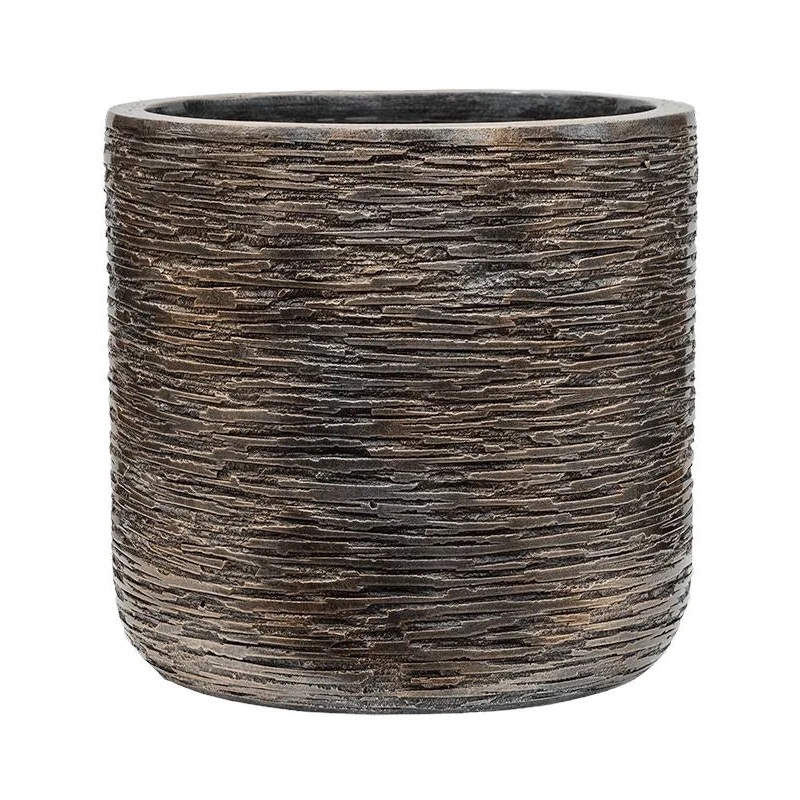 Baq Luxe Lite Universe Wrinkle Plant Pot 22cm Height 19cm Dia Cylinder Bronze
