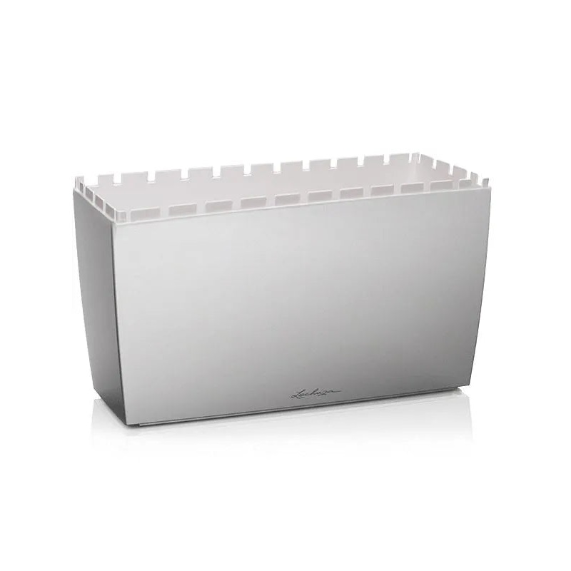 Lechuza Cararo Plant Pot 43cm Height 29cm Dia Silver Metallic