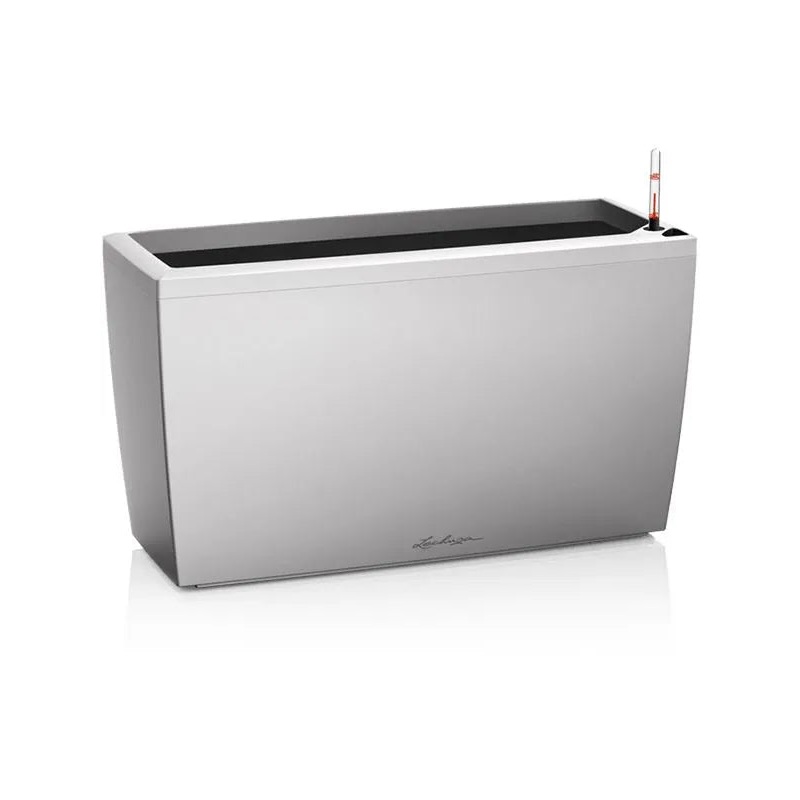 Lechuza Premium Cararo Plant Pot 43cm Height 23.5cm Dia All Inclusive Set Silver Metallic