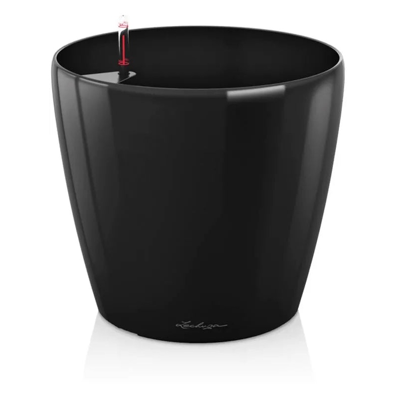 Lechuza Premium Classico 60 Plant Pot 56cm Height 57cm Dia All Inclusive Set Black High Gloss