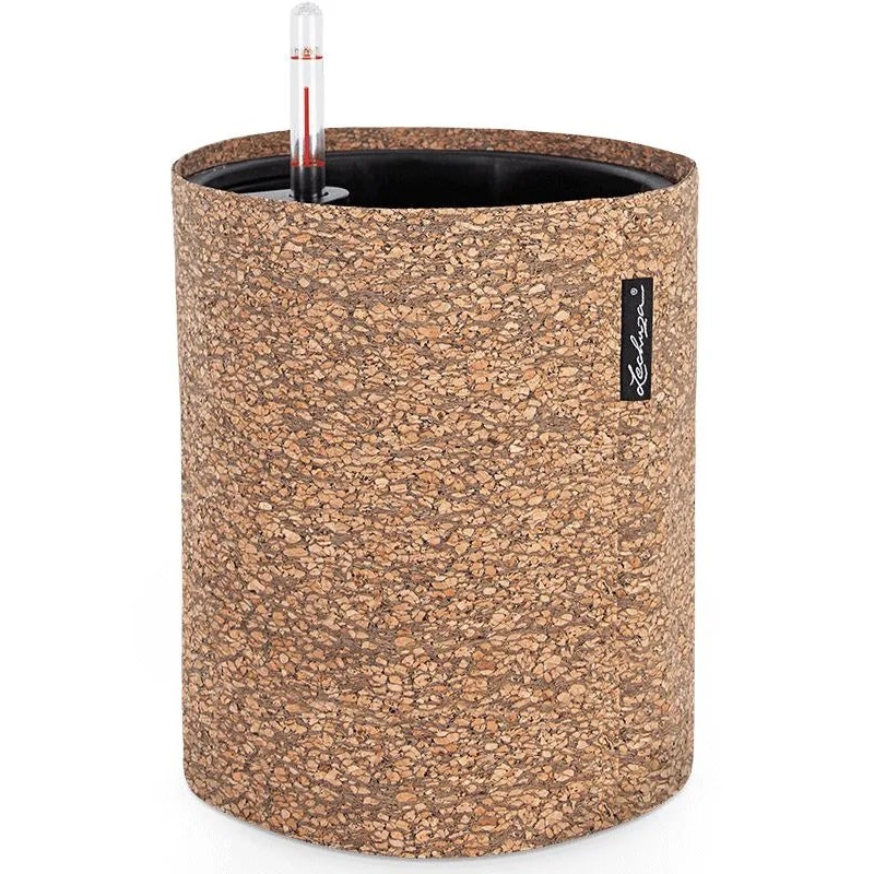 Lechuza Trendcover 32 Cork Plant Pot 33cm Height 27.9cm Dia All In One Dark Natural