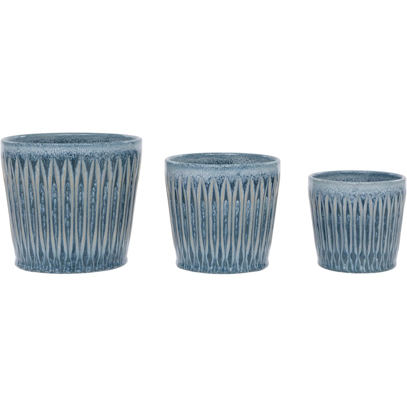 Ribbed Blue Planter S