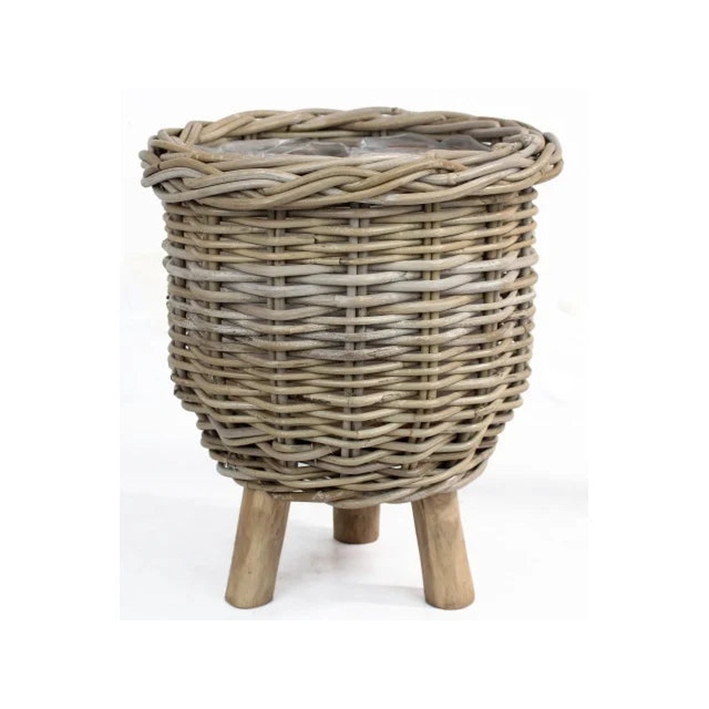 Basket On Legs Rattan Grey d53h67cm