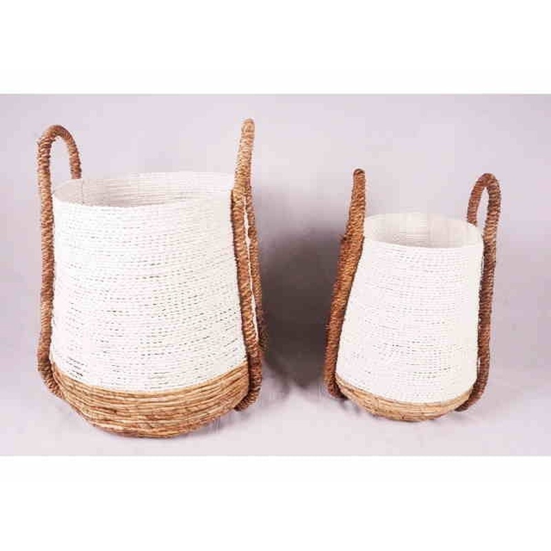 Basket Sulawesi Abaca/Recycled Plastic Natural/Wh