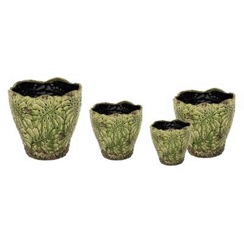 Bohemian Leaf Pot Green 29 H29