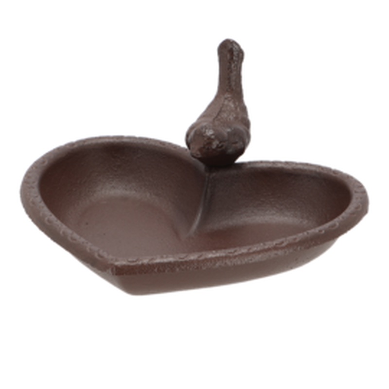 Birdbath heart shape cast iroo