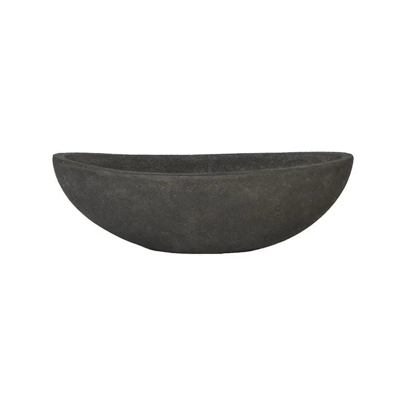 Baq Polystone Plain Plant Pot 13cm Height 18cm Dia Boat Smoke