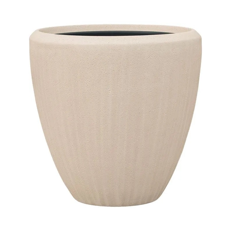 Baq Polystone Plain Plant Pot 40cm Height 30cm Dia Couple Natural (with liner)