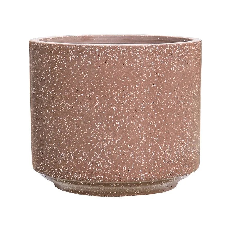 Baq Terrazzo Plant Pot 38cm Height 41cm Dia Cylinder Mocha