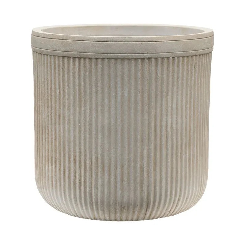 Baq Vertical Rib Plant Pot 31cm Height 26cm Dia Cylinder Beige