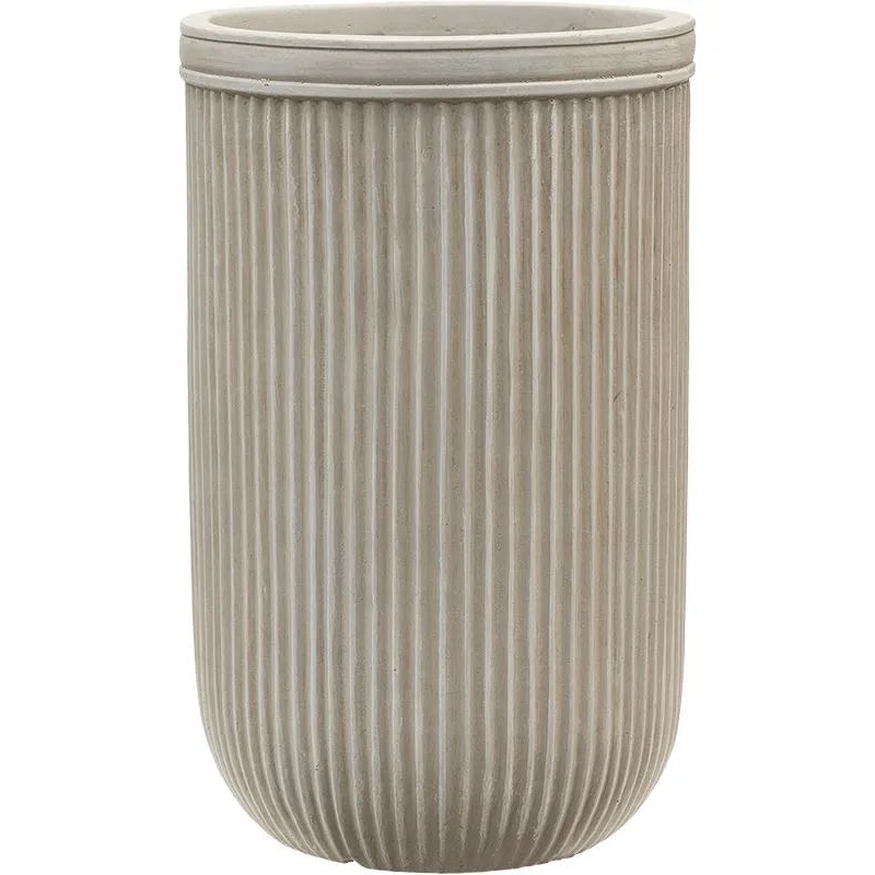 Baq Vertical Rib Plant Pot 47cm Height 26cm Dia Cylinder Beige