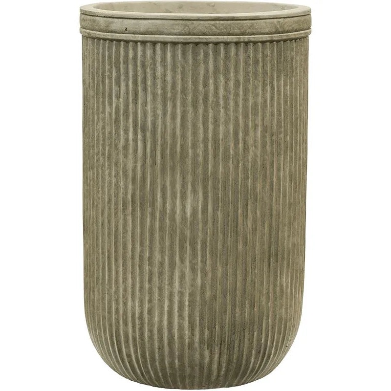 Baq Vertical Rib Plant Pot 47cm Height 26cm Dia Cylinder Green