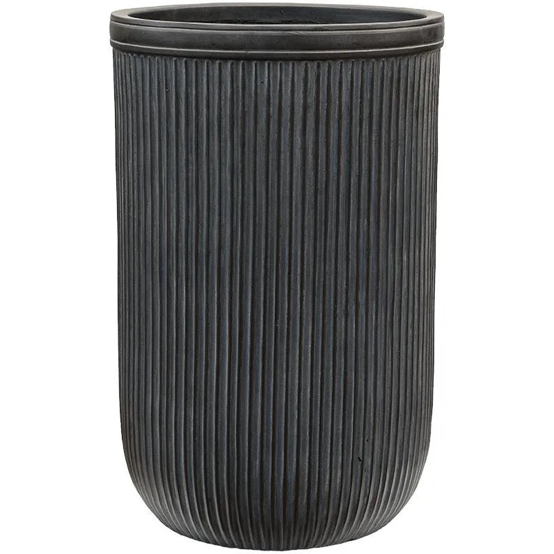 Baq Vertical Rib Plant Pot 57cm Height 33cm Dia Cylinder Anthracite