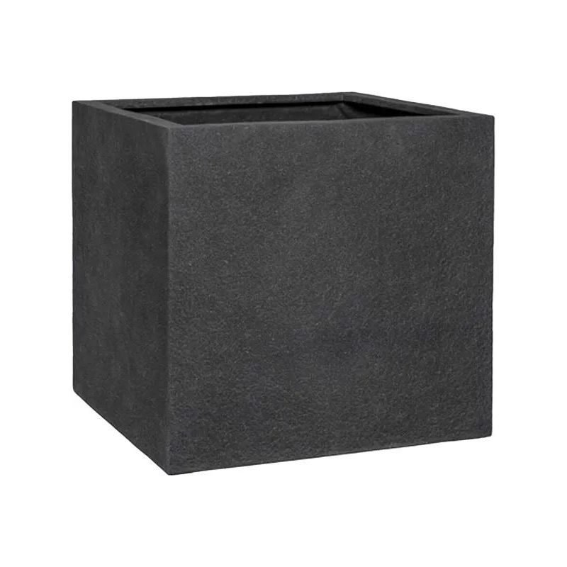 Granite Plant Pot 40cm Height 38cm Dia Block M Midnight Black